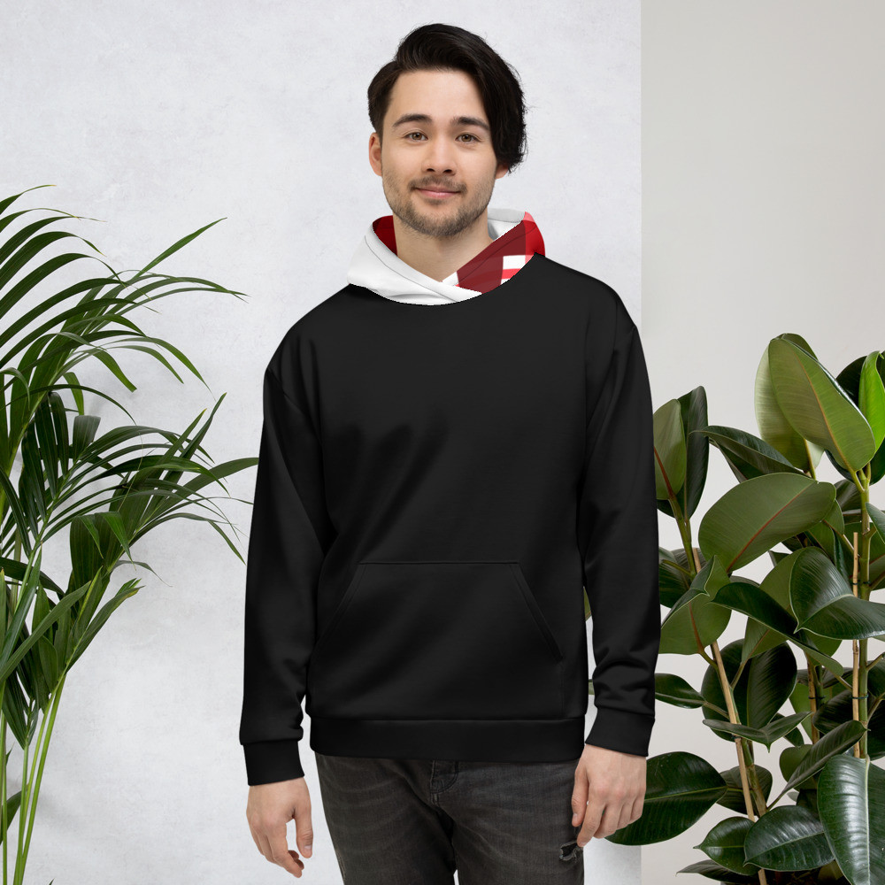 Mostly Black With Christmas Plaid Unisex Hoodie