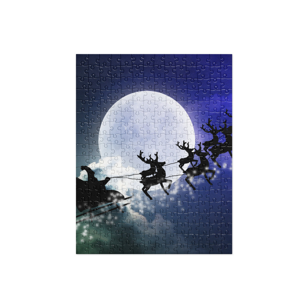 Santa & Sleigh On Full Moon Night Jigsaw puzzle