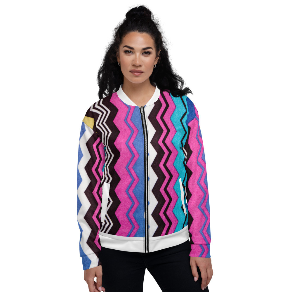 Colorful Wavy Lines Unisex Bomber Jacket