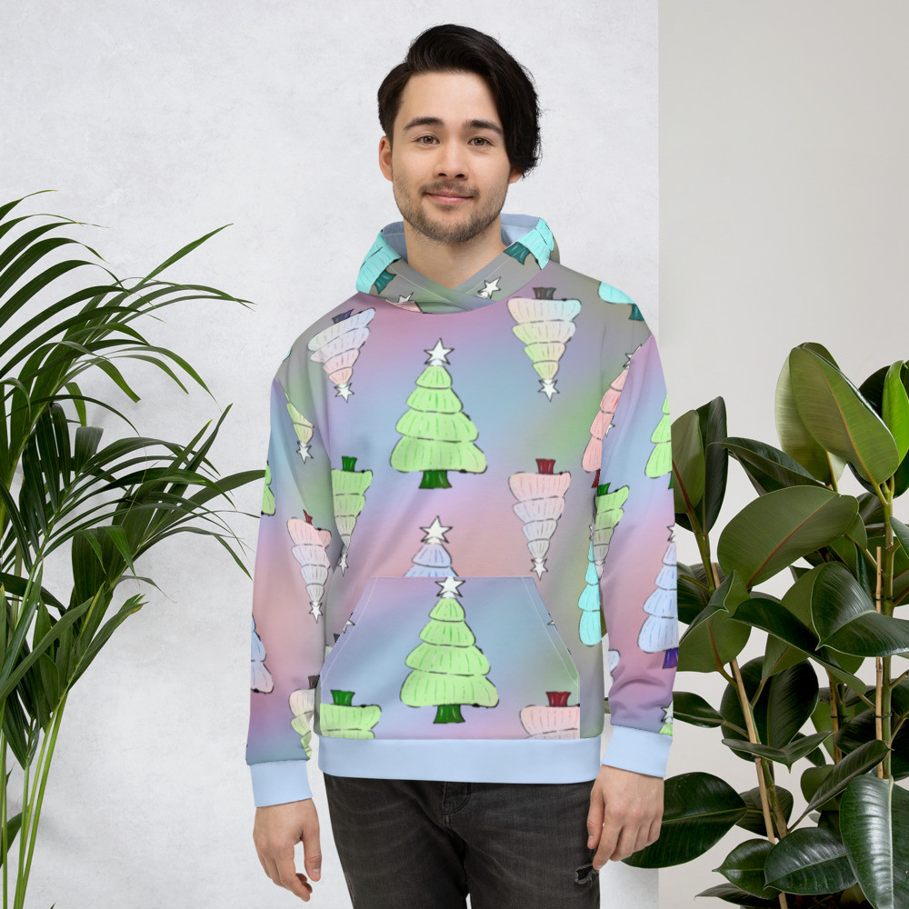 Pink Blue & Green Christmas Unisex Hoodie