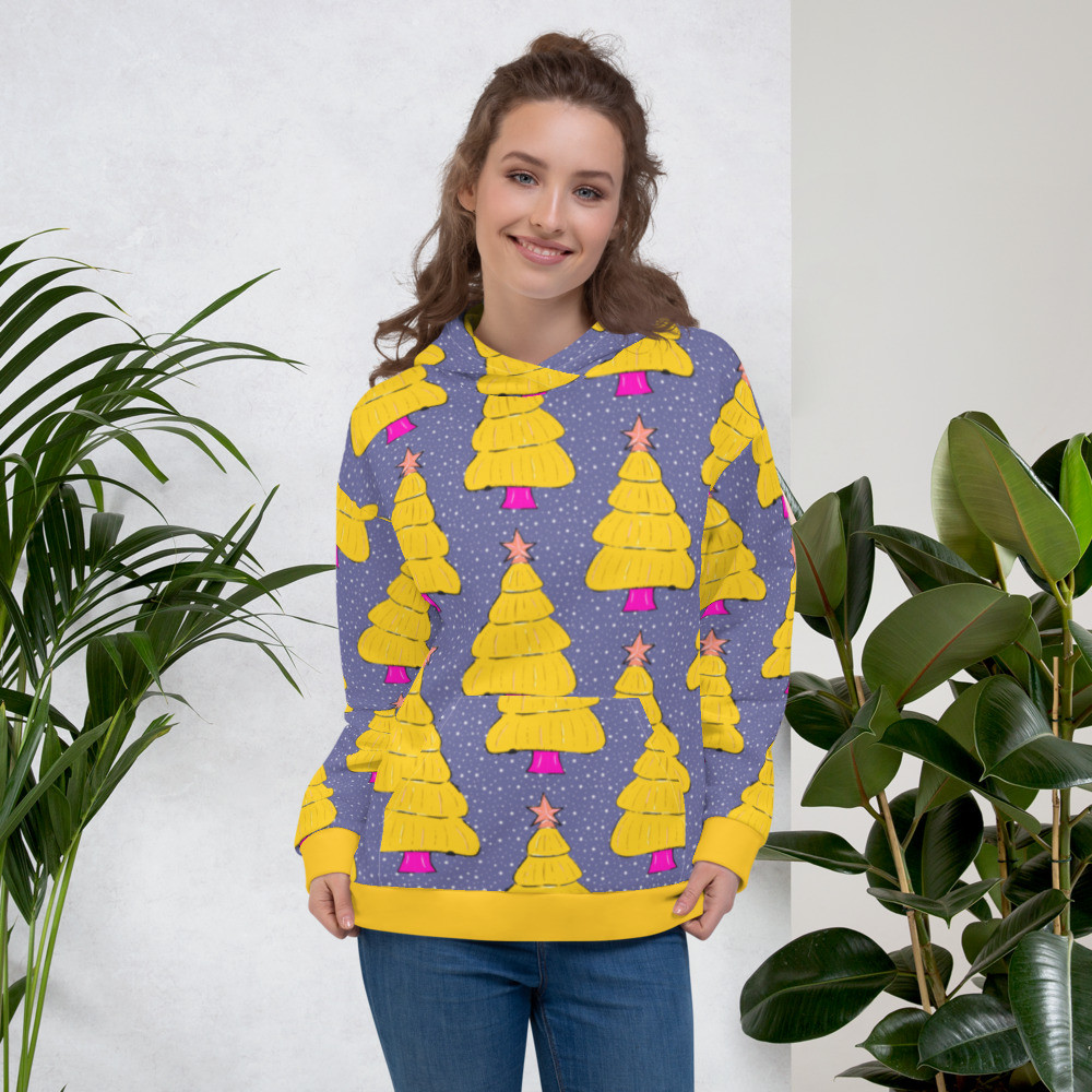 Purple Hoodie With Christmas Trees Unisex Hoodie