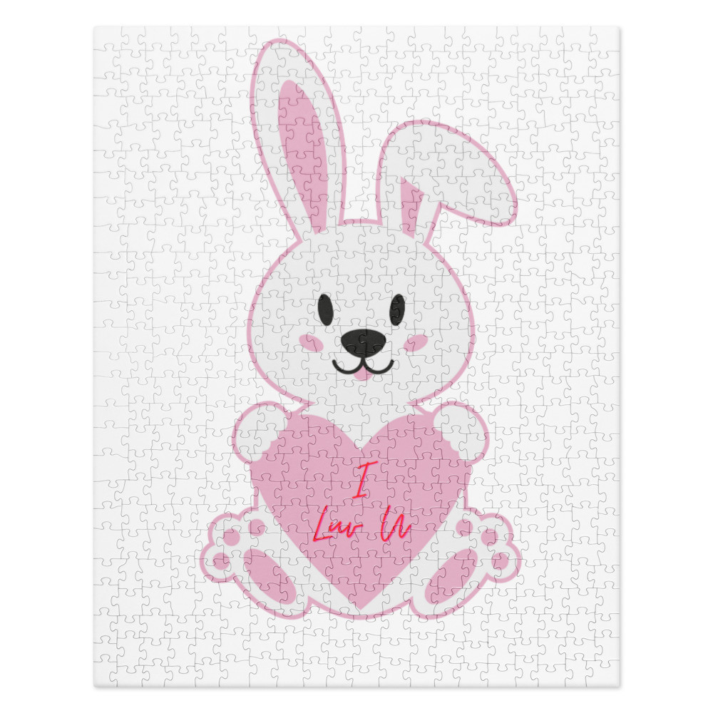 Kawaii Bunny Says I Luv You Jigsaw Puzzle