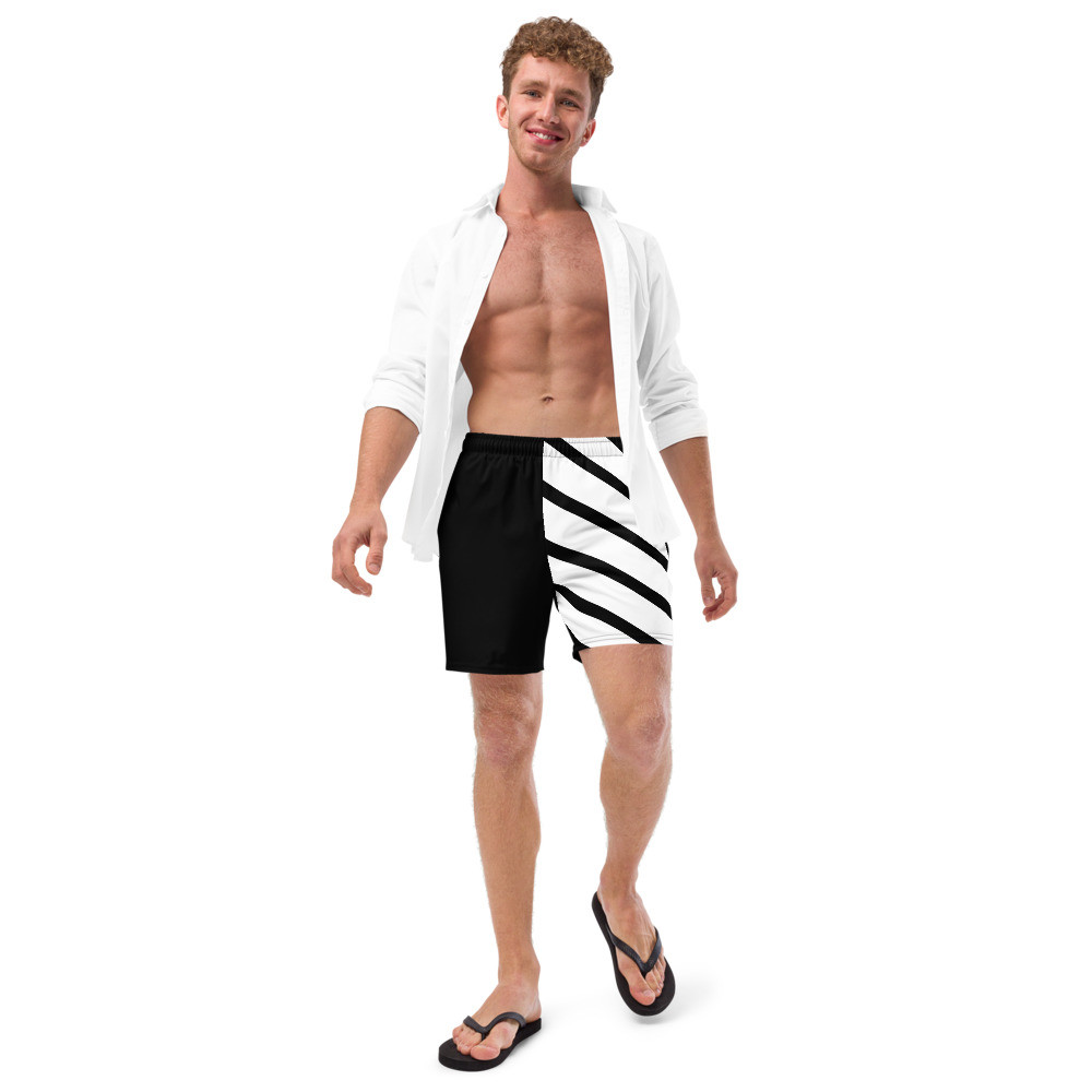 Black & White Swim Trunks
