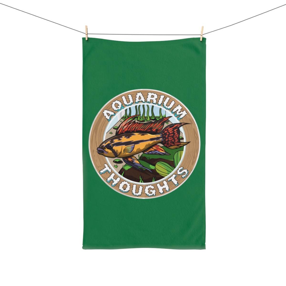 Aquarium Thoughts Hand Towel (green) - Perfect Gift for Fish Lovers & Aquarists
