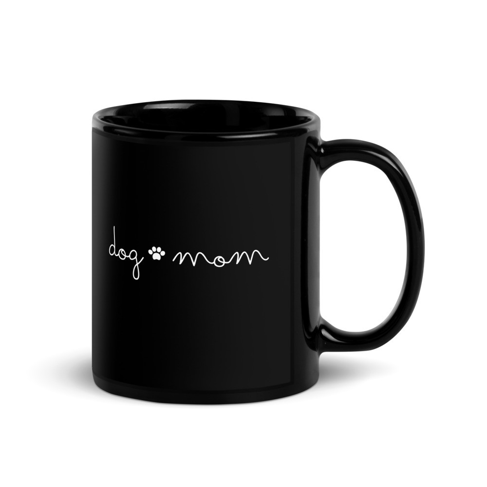 Dog Mom Simple Design - Black Glossy Mug
