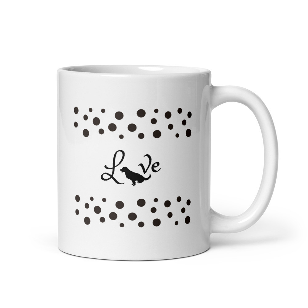 Love with Dog Shadow Design - White  Glossy Mug