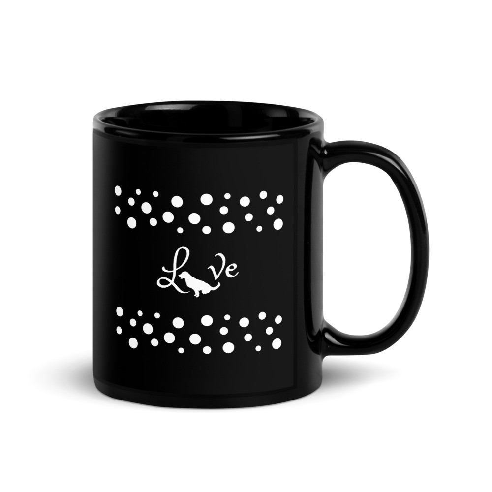 Love with Dog Shadow Design - Black Glossy Mug