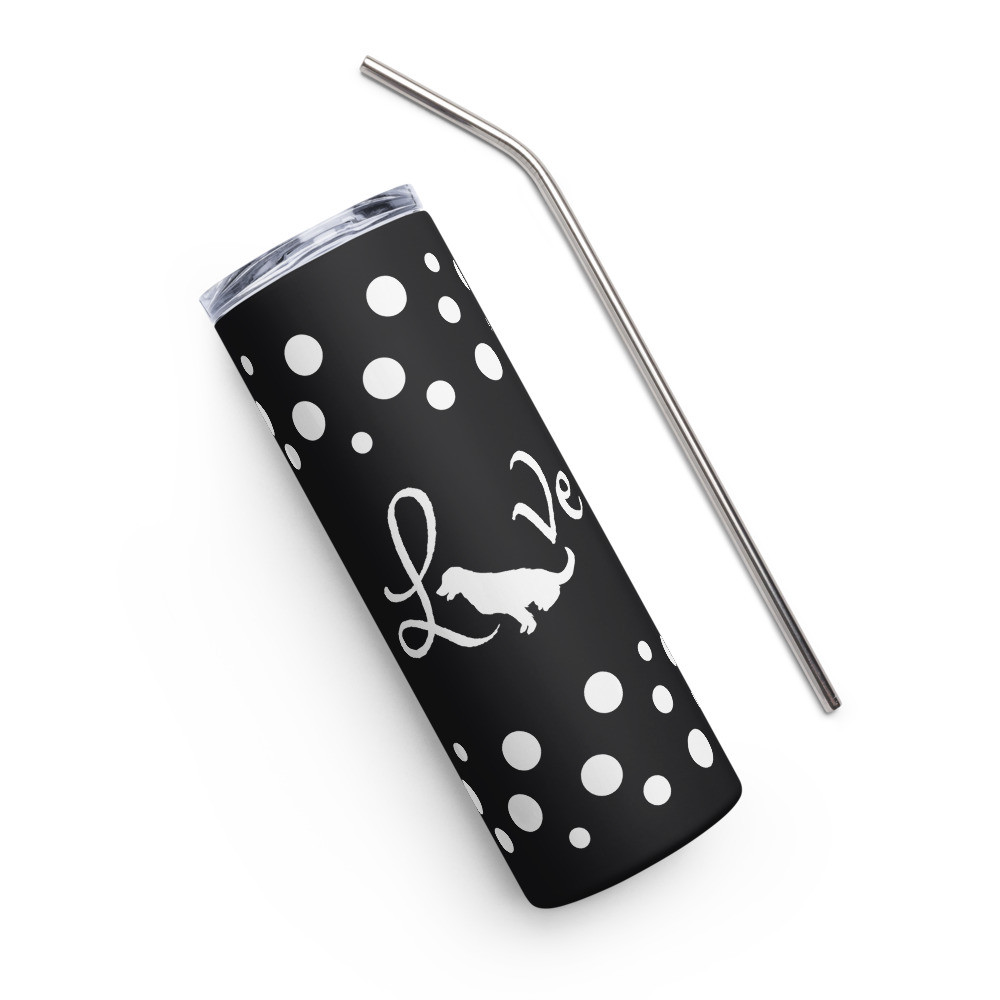 Love with Dog Shadow Design - Black Stainless Steel Tumbler