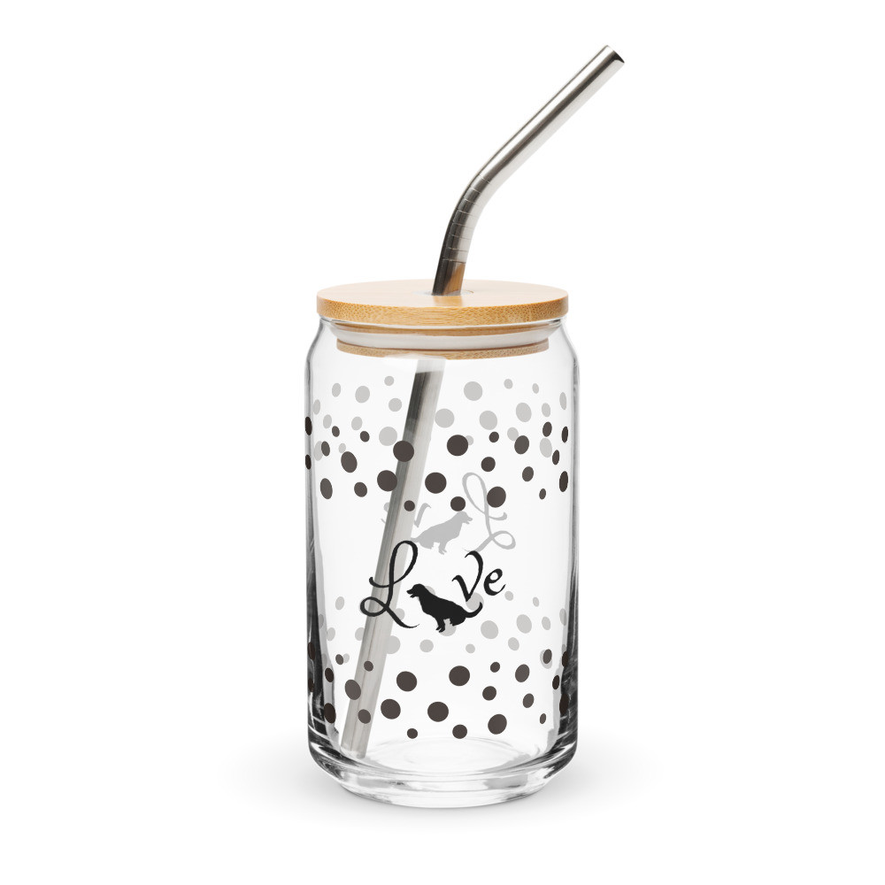 Love with Dog Shadow Design -Can-shaped Glass