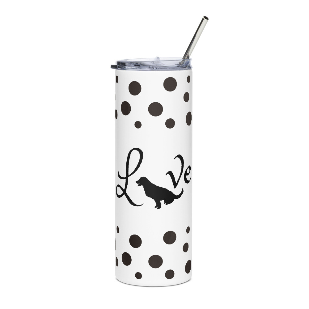 Love with Dog Shadow Design - White Stainless Steel Tumbler