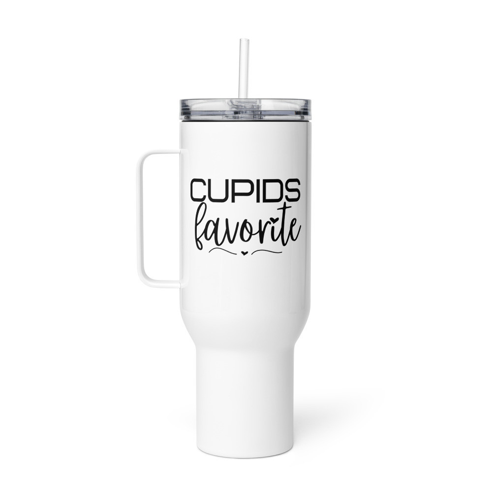 Cupids Favorite Travel Mug with Handle for Valentines Day