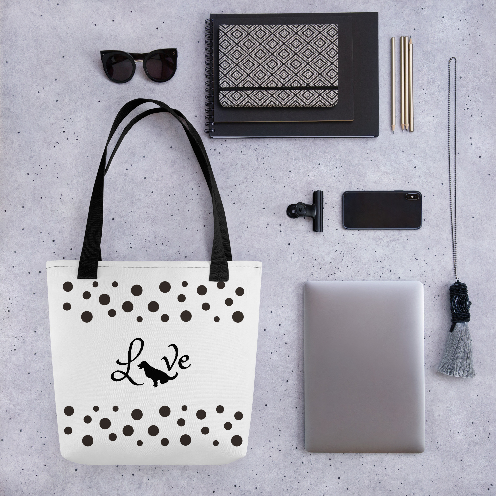 Love with Dog Shadow Design - White Tote Bag