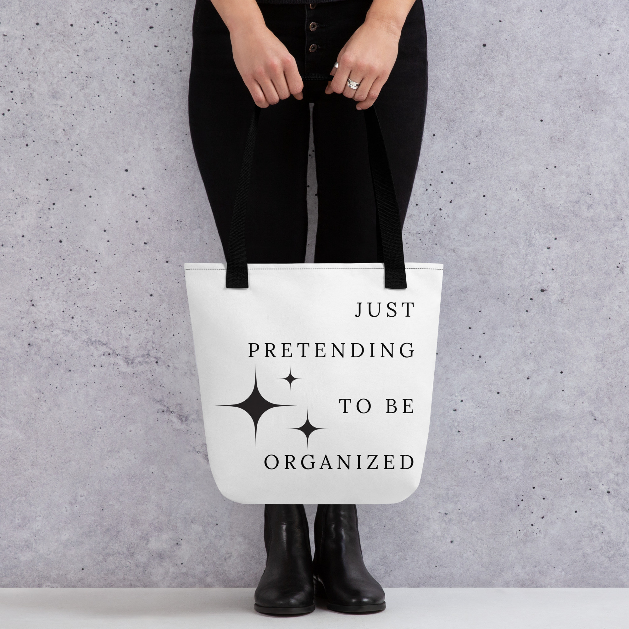 Just Pretending To Be Organized - White Tote bag