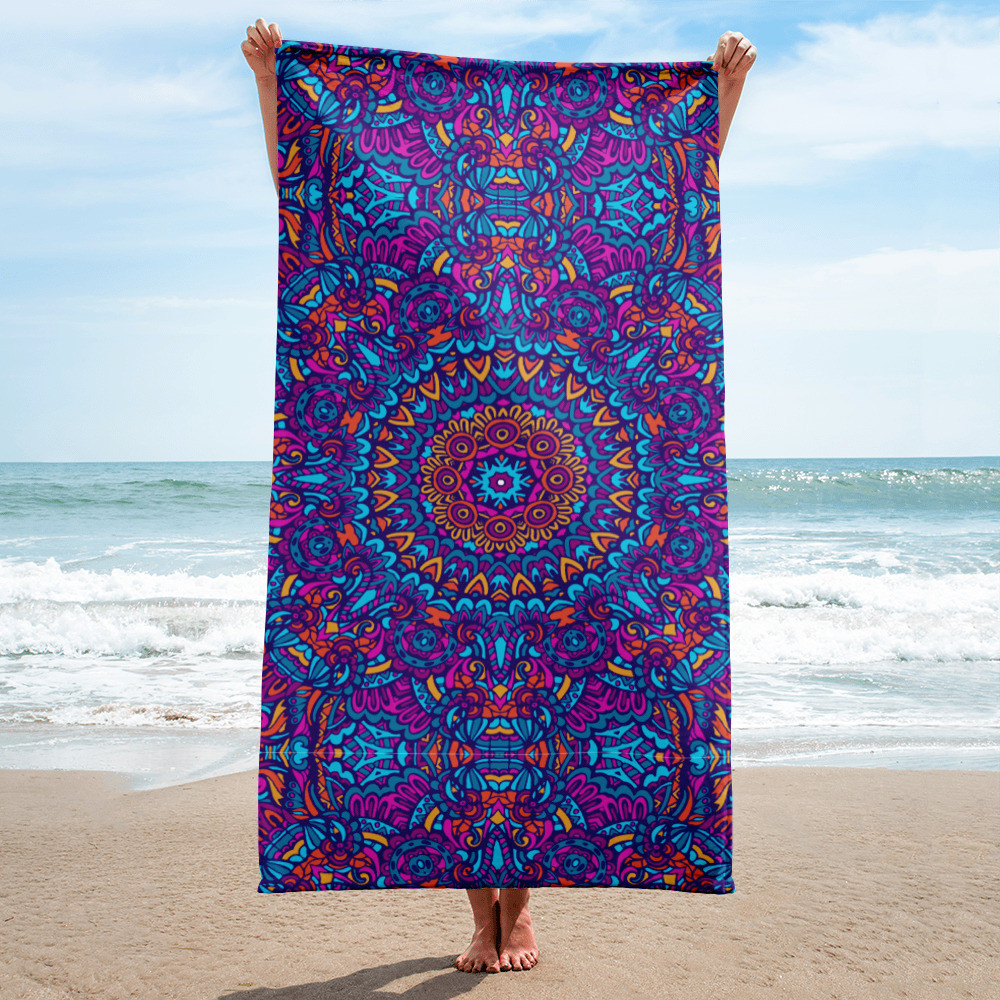 Summer Beach Towel, Summer Pool Towel, Colorful Beach Towel - PUPRLE HAZE BEACH TOWEL