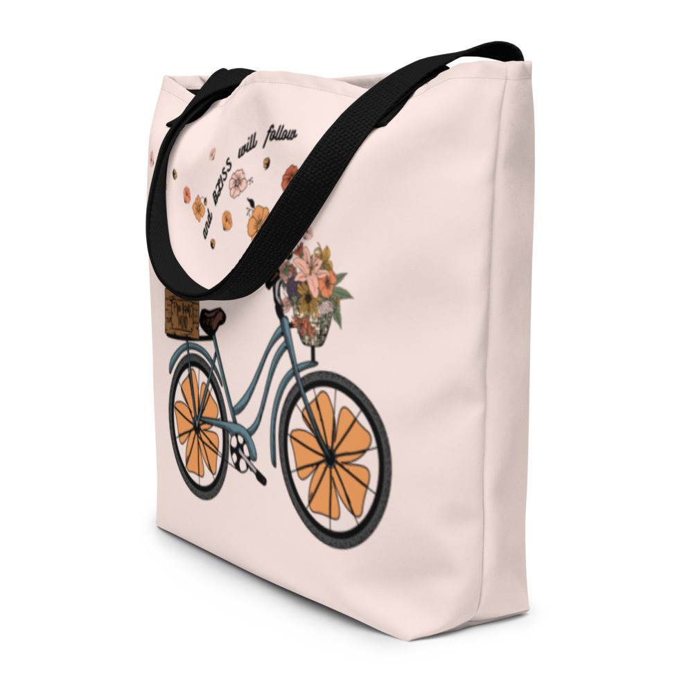 Graphic Beach Bags, Summer Beach Bags for Her, Summer Totes for Women  - FREE YOUR MIND TOTE  (WISP PINK)