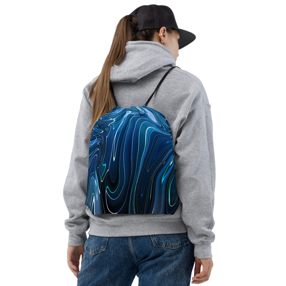 Drawstring Sac Bag, Drawstring Pack, Drawstring Yoga Bag - THE BLUES SAC BAG