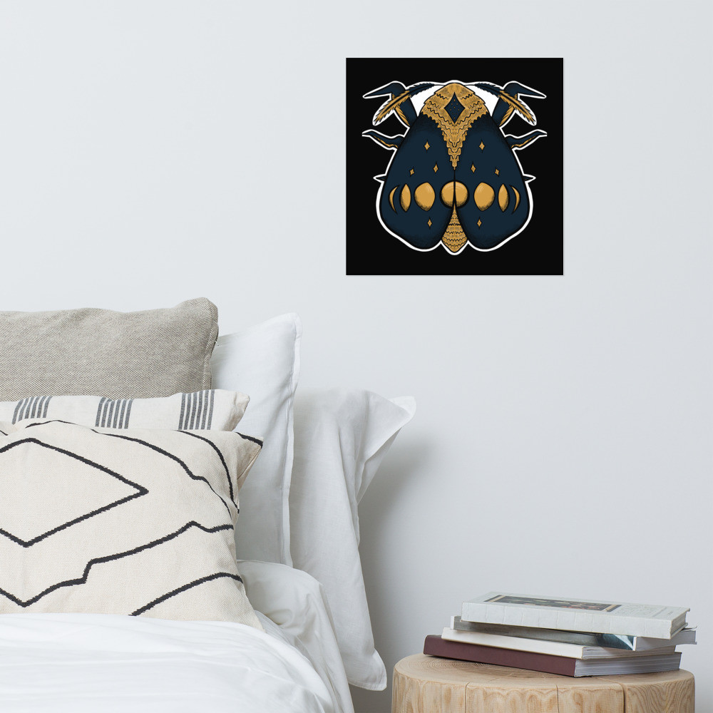 Lunar Phase Moth Poster