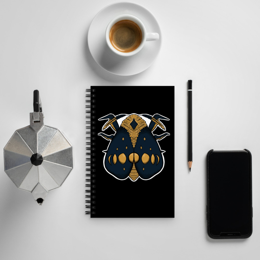 Lunar Phase Moth Spiral notebook