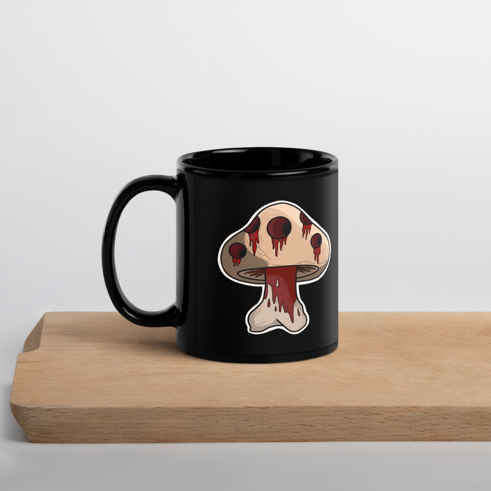 Man-Made Shroom Black Glossy Mug