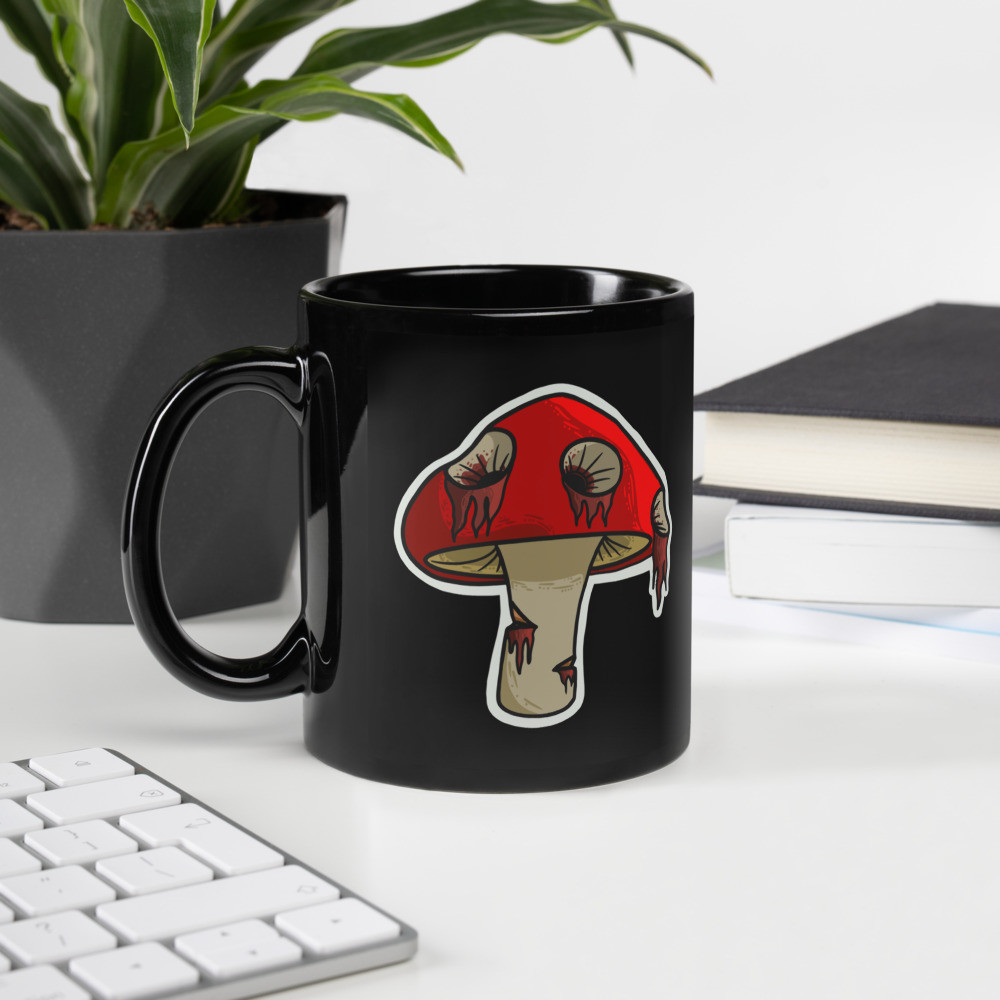 Wounded Shroom Black Glossy Mug