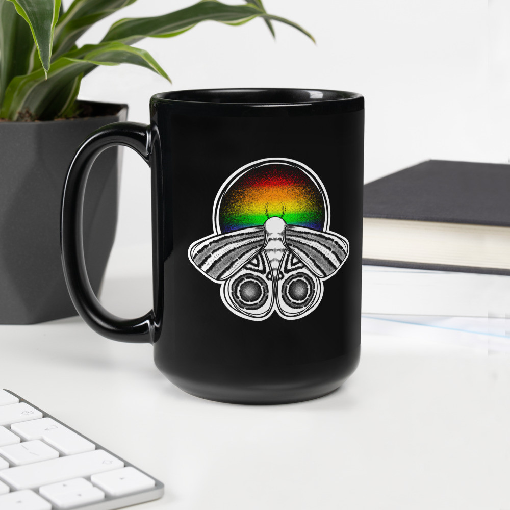 Pride Moth Black Glossy Mug