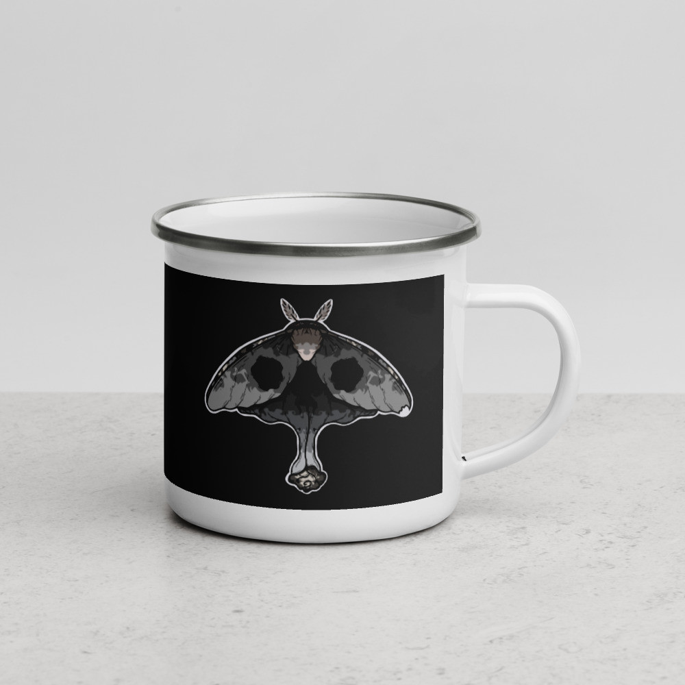 Skull Rose Moth Enamel Mug