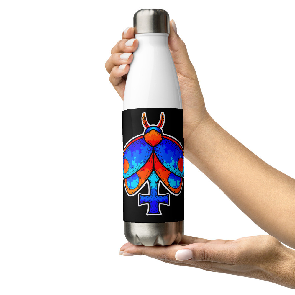 Flame Cross Moth Stainless Steel Water Bottle