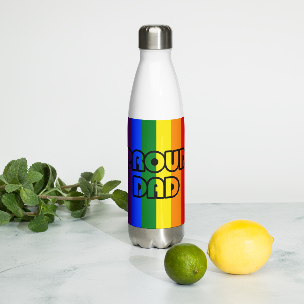 Proud Dad Pride Flag Stainless Steel Water Bottle