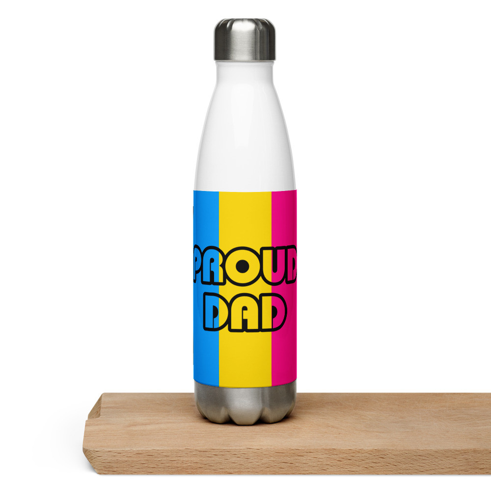 Proud Dad Pansexual Flag Stainless Steel Water Bottle