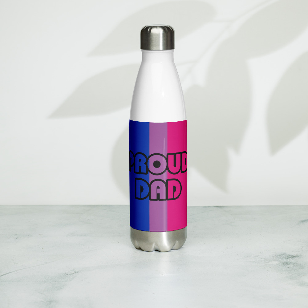 Proud Dad Bi-Sexual Flag Stainless Steel Water Bottle