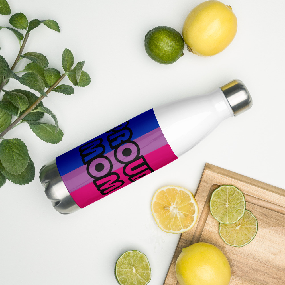 Proud Mom Bi-Sexual Flag Stainless Steel Water Bottle