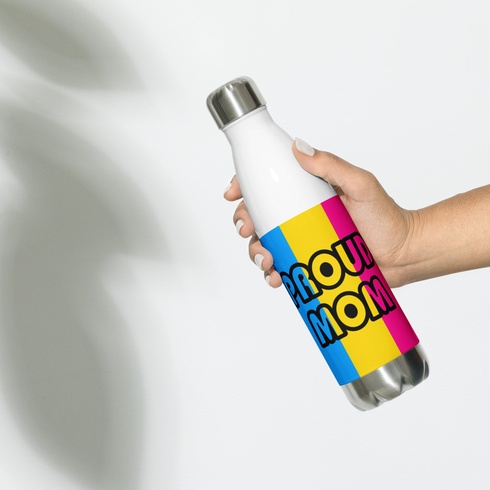 Proud Mom Pansexual Flag Stainless Steel Water Bottle