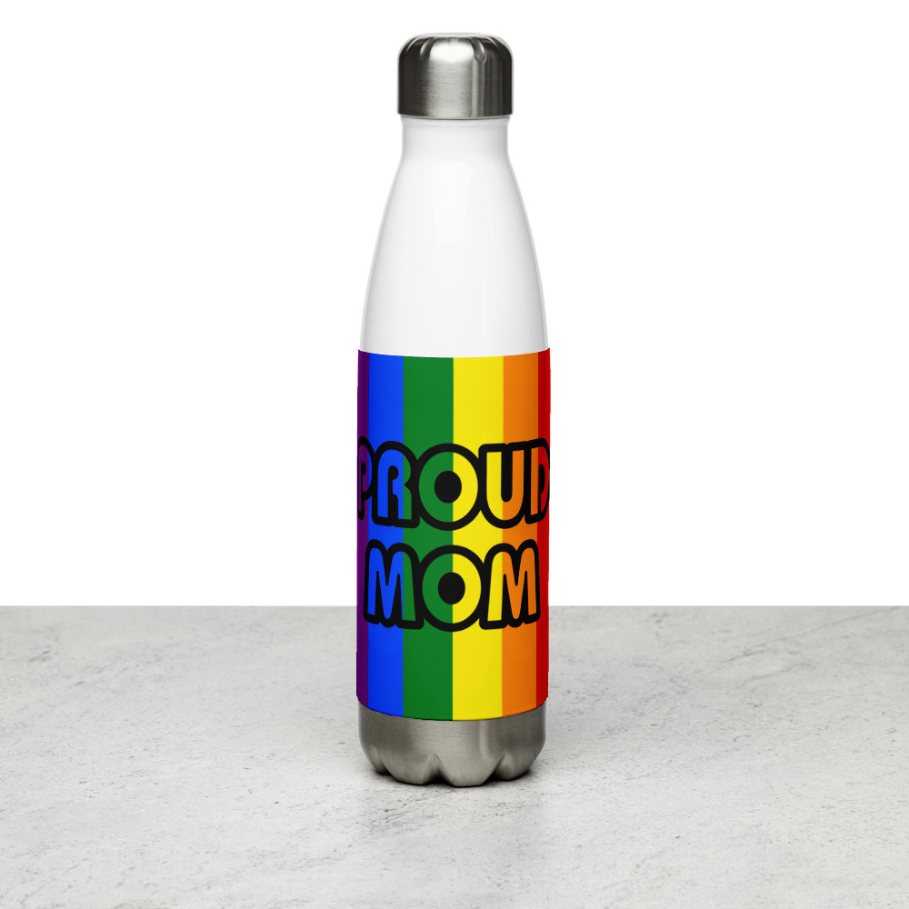 Proud Mom Pride Flag Stainless Steel Water Bottle