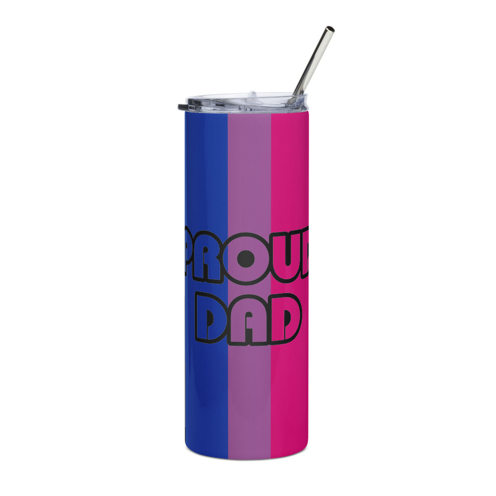 Proud Dad Bisexual Flag Stainless steel tumbler