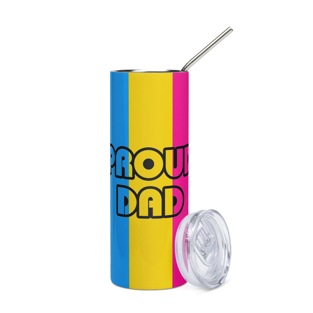 Proud Dad Pansexual Flag Stainless steel tumbler