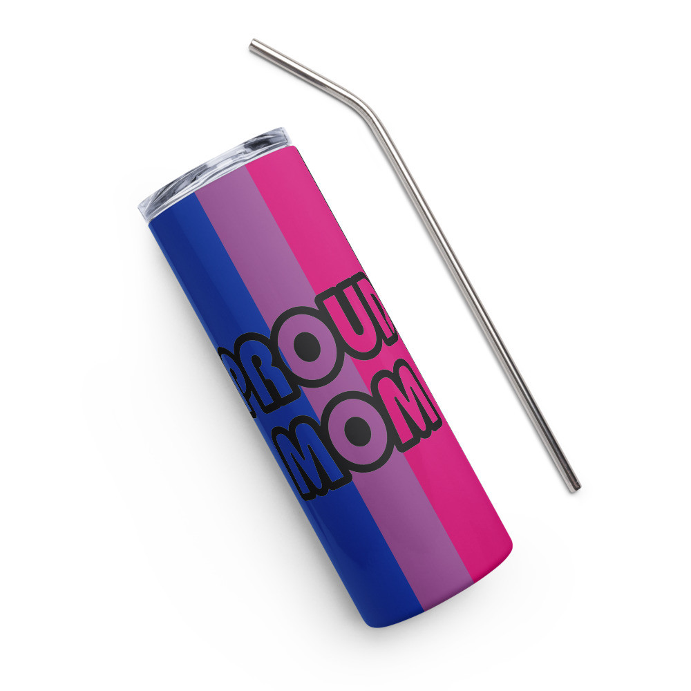 Proud Mom Bisexual Flag Stainless steel tumbler
