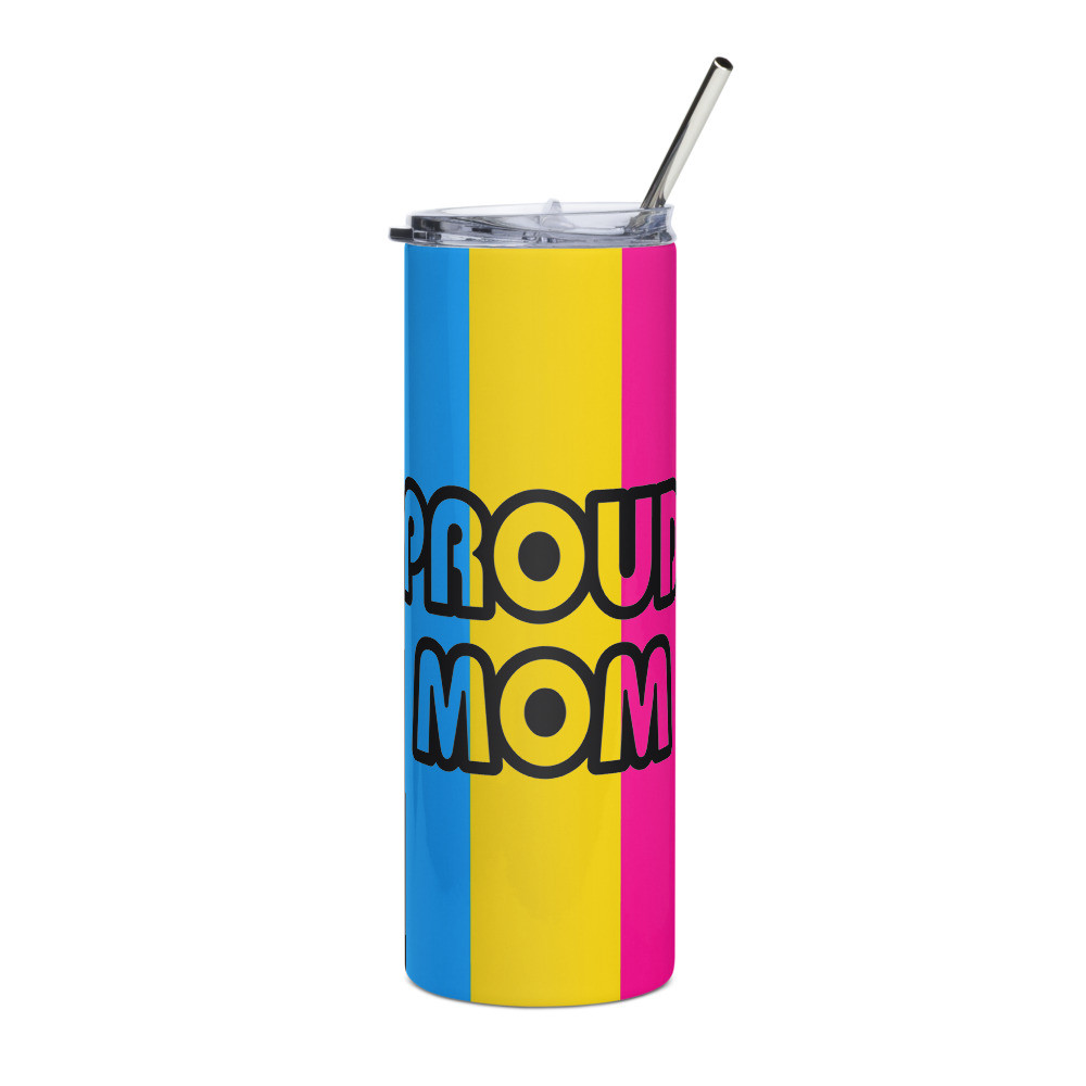 Proud Mom Pansexual Flag Stainless steel tumbler