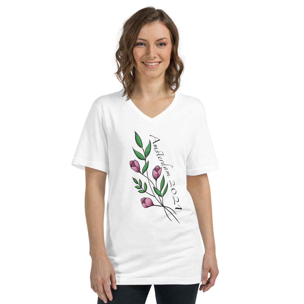 Amsterdam Flower Ladies V-Neck Tee