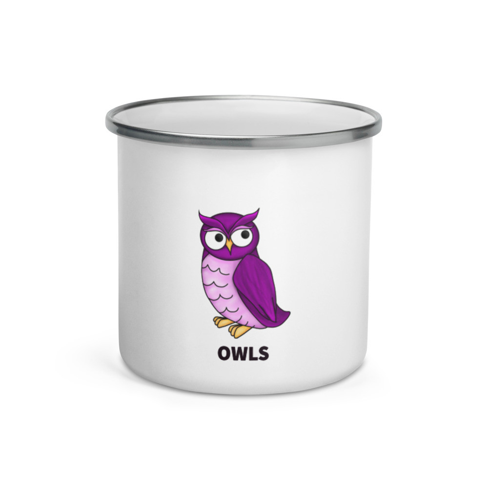 Enamel Mug Owl Black Text