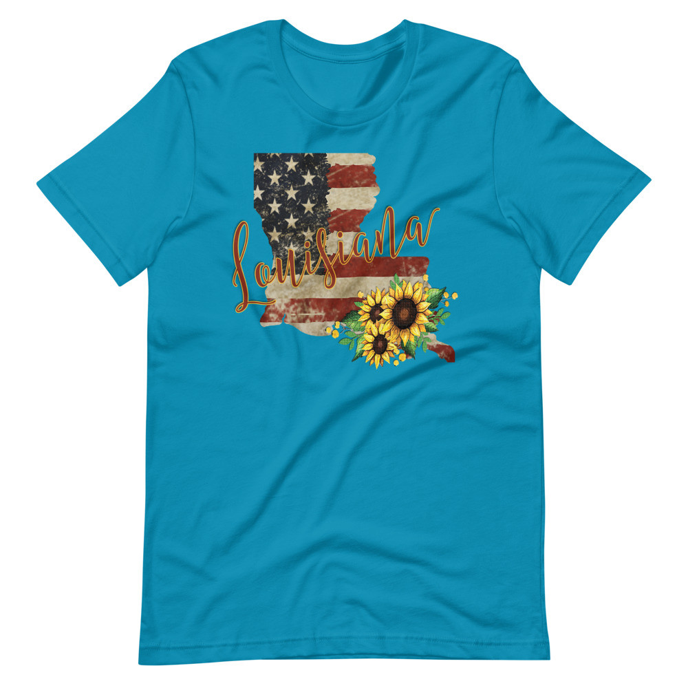 Louisiana USA Flag Sunflower T-Shirt