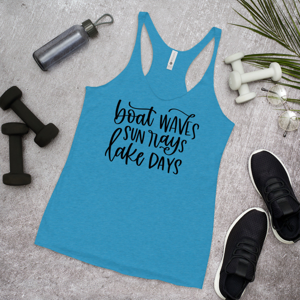 Boat Waves Sun Rays Lake Days Women's Racerback Tank