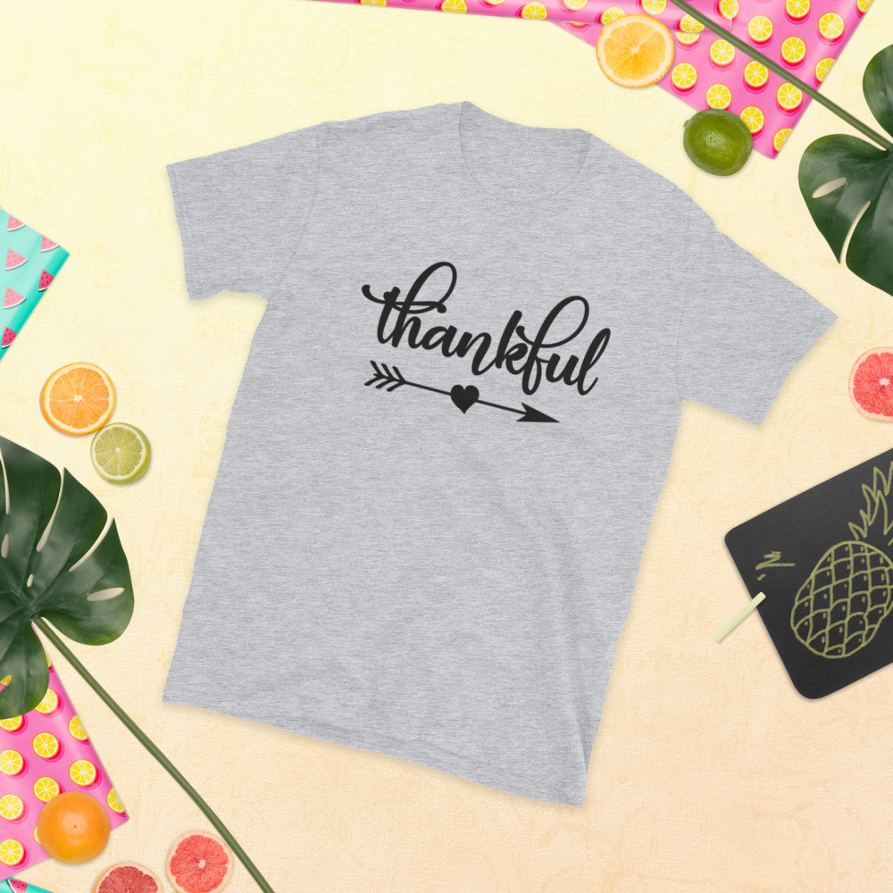 Thankful With Heart and Arrow Black Print Short-Sleeve Unisex T-Shirt