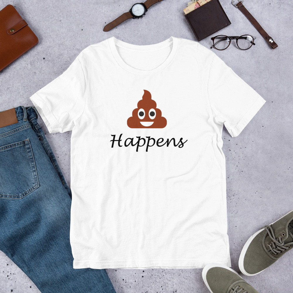 Funny Poop Happens Emoji Unisex Tee