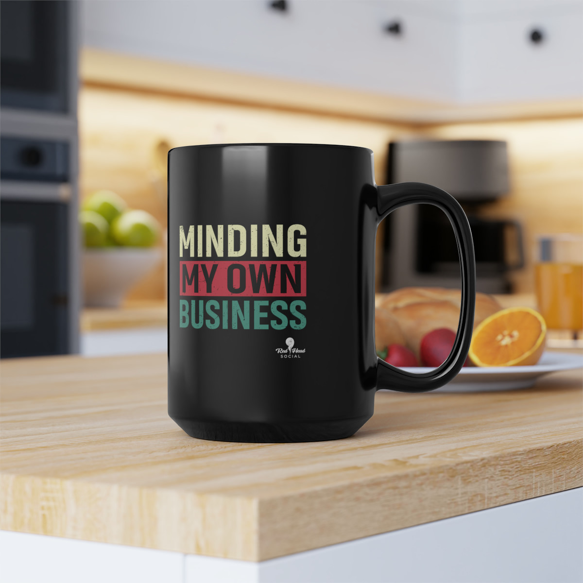 Minding My Own Business - Black Mug, 15oz