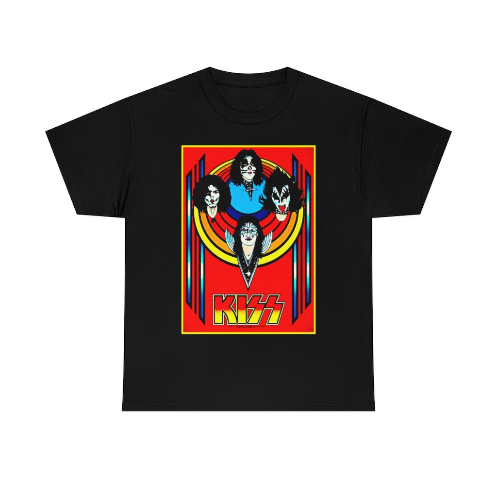 KISS Black Light 2 sided glitter 1976 Sleeve Tee