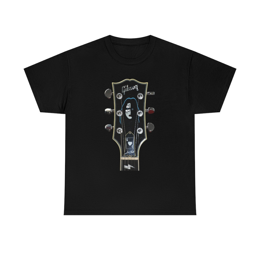 KISS Ace Frehley Gibson Les Paul Headstock Guitar Short Sleeve Tee T Shirt