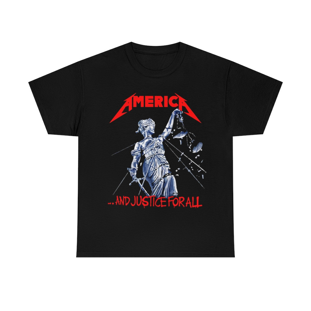 America and justice for all Metallica parody red short Sleeve Tee