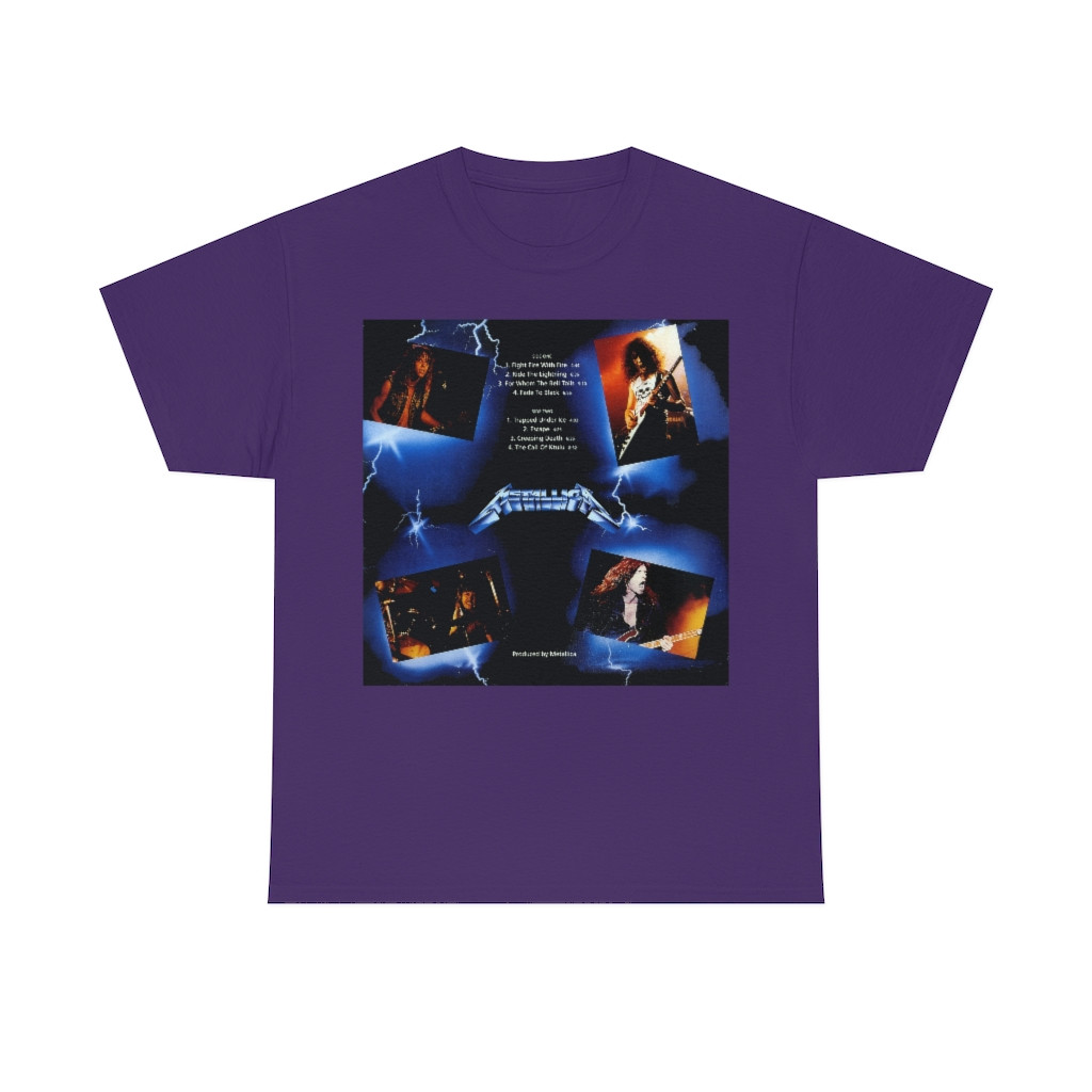 METALLICA  RTL back cover on purple Short Sleeve Tee