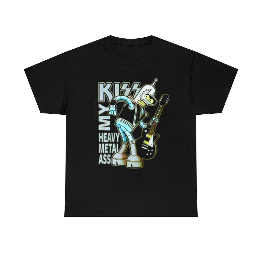 Futurama Bender Ace Frehley Kiss my Heavy metal Short Sleeve Tee