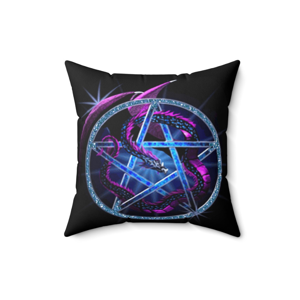 Dragon Pentacle Blue Spun Polyester Square Pillow gift